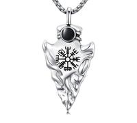 BETHZA Collana da uomo con punta di freccia in argento Sterling 925 naturale onice nero ciondolo freccia vichinga gioielli regalo per il padre