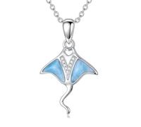 BETHZA Collana in argento sterling 925 con ciondolo a forma di raggi, con pietra di larimar e mantaroche, idea regalo per le donne