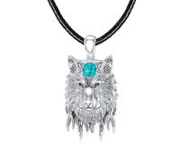 BETHZA Wolfs, collana da uomo in argento Sterling 925, vera gemma turchese con testa di lupo vichingo, regalo per papà