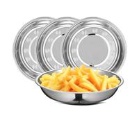 Betinyar Set di 4 piatti rotondi in acciaio inox, da 16,3 cm, per cucina, piatti riutilizzabili in metallo per alimenti