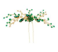 BETITETO Fermaglio per capelli da sposa con cristalli, color verde smeraldo e oro, accessorio elegante per matrimoni, feste e banchetti (verde smeraldo)