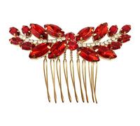 BETITETO Pettine per capelli da sposa, con cristalli verde smeraldo, accessorio per capelli per donne e ragazze, per feste (rosso)