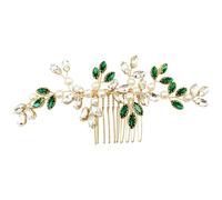 BETITETO Pettine per capelli da sposa con strass verdi e perle, accessorio per capelli da donna