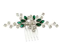 BETITETO Pettinino per capelli da sposa, piccolo, con cristalli di smeraldo bianco e argento, accessorio per capelli per donne e ragazze