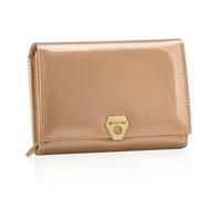 BETLEWSKI Portafoglio da donna in vera pelle - Shiny - piccola dimensione - pelle verniciata - 4 scomparti per carte di credito - protezione RFID, oro, s, Moderno