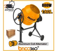 BETONIERA ELETTRICA 180LT - 800w - ghiera in ghisa - Motore a induzione in alluminio - INGCO CM30-1E