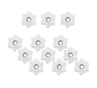 BETOOKY 12 Pezzi Dado a Stella Manopola Ergonomica in Plastico e Rame, M8 Foro Passante, Superficie Zigrinata per Lavorazione del Legno e Installazione Mobili, Colore Bianco