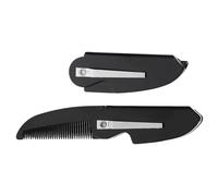 BETOOKY 2 Pezzi Pettine Pieghevole da Barba e Baffi per Uomo in Plastico Nero, Resistente e Portatile Dettagli Fatti a Mano, per Viaggio e Uso Quotidiano
