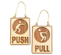 BETOOKY Cartelli per Porte Push-pull in Legno, Set 2 Pezzi Segnaletica Spingi e Tira per Bar, Negozi e Uffici, Design Rustico per Porte in Vetro e Ambienti Commerciali