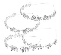 BETOOKY Cerchietti Chioma Donna 4 Pezzi in Lega e Strass Argento, Leggeri senza Deformazioni, Accessori Classici Minimalisti per Feste Formali e Prom