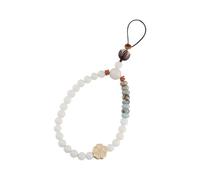BETOOKY Ciondolo per Telefono Perline Buddha Bianco, Cordino da Polso in Legno Giallo, Catena Decorativa Cinese per Cellulare, Accessorio Unico per Smartphone e Fotocamere, Regalo Leggero