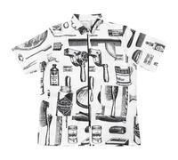 BETOOKY Divisa per Parrucchieri Bianca Maniche Corte in Fibra, Comoda e Traspirante Tasche e Chiusura a Zip, per Coloristi a Casa