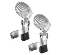 BETOOKY Estintore Compatto Metallo Automatico a Candele 2 per Pezzi Argento Forma di Conchiglia Salvaspazio Spegni-stoppino di Precisione per Cerimonie e Decorazioni