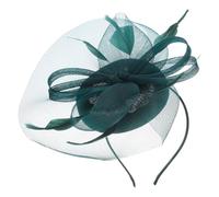 BETOOKY Fascinator da Sposa in Rete Piume Verde Scuro Copricapo Elegante per Cerimonia e Festa da Tè Accessorio Chioma Donna per Matrimoni e Banchetti