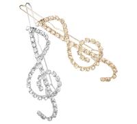 BETOOKY Fermagli Laterali per Chioma Strass a Forma di Note Musicali, Set da 2 Pezzi in Oro e Argento, Accessori Leggeri per Donna per Styling e Feste