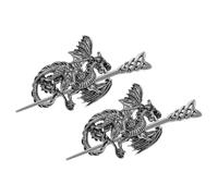 BETOOKY Forcine per Chioma Vintage 2 Pezzi Stile Cinese Drago in Lega Argento Fermaglio Resistente Uso Versatile per Feste e Vita Quotidiana