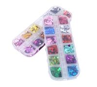 BETOOKY Glitter per Unghie a Forma di Cuore 2 Scatole 12+2 Scomparti Paillettes per Nail Art Decorazioni Adesivi per Manicure Glitterata per Feste, Trucco Art Professionale