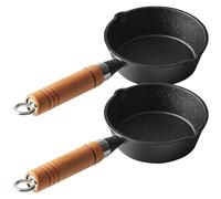 BETOOKY Mini Pentole in Ghisa con Manico in Legno Versare e Riscaldare Latte Set 2 per Sciogliere e Candele, per Cucina
