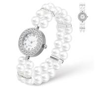BETOOKY Orologio Donna con Bracciale, Doppia Serie per Feste Eleganti | Occasioni Formali e Serate Romantiche, Design Slip-on, Stile Vintage Chic, 1 Pezzo Bianco
