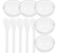 BETOOKY Set 10 Pezzi Ciotole in Vetro Trasparente per Maschere Viso Miscelatore Bianco, Ciotole per Oli Essenziali e Strumenti Fai da Te per Spa, Uso Professionale e Domestico