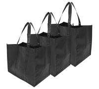 BETOOKY Set 3 Pezzi Borse la Spesa Oxford Nero 41x26x33 Cm Manici, Riutilizzabili Multiuso Leggere e Portatili per Viaggi, Picnic, Campeggio e Uso Quotidiano