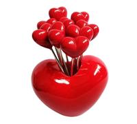 BETOOKY Set da 1 Forchette da Frutta in Resina e Metallo con Supporto a Forma di Cuore, Forchette Piccole Decorative per Dessert, Antipasti e Formaggi, per Ristoranti, Casa e Viaggi