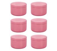BETOOKY Set da 6 Barattoli Rotondi in Alluminio Rosa con Coperchio, Contenitori per Oli Essenziali e Portacandele Vuoti per Aromaterapia, Adatti per Casa, Ufficio e Spa