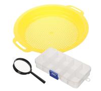 BETOOKY Setaccio la Ricerca Oro in Plastica Giallo con Lente D'ingrandimento, Multiuso per Migliorare L'efficienza nel Lavaggio e Selezione del Materiale