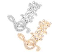 BETOOKY Spilla Nota Musicale in Lega 2 Pezzi con Cristalli, Spilla Chitarra Elegante e Vivace per Abiti, Borse o Cappelli, Accessorio Sicuro e Decorativo