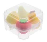 BETOOKY Spugnette per Trucco Frutta 4 Pezzi, Spugna Cosmetica Portatile in Materiale Idrofilo Non-latex, Doppio Uso Asciutto e Bagnato con Custodia, per Cipria e Fondotinta