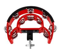 BETOOKY Tamburello Doppio per Batteria con Due File di Sonagli, Leggero e Resistente in Abs e Metallo, Montaggio Facile per Set di Percussioni Rosso