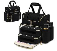 Betoores Organizer Smalti per Unghie, Borsa per Smalti con 2 Sacchetti Rimovibili per 70 Flaconi e Lampada Unghie UV, Valigetta Custodia Porta Smalti per Unghie e Accessori, Nero