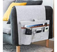 Betoores Organizzatore Supporto per Telecomando, Feltro Borsa Caddy di Poltrona Divano Sedia con 5 Tasche, per Telefono, Magzine, Occhiali, penna, Pad - Grigio Chiaro