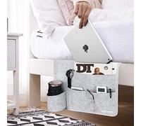 Betoores Portaoggetti letto borsa, Feltro Borsa da Comodino per Bottiglie d'Acqua, iPad, Tavoletta, Riviste, Telecomando, Cellulare, Occhiali - Grigio