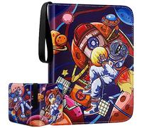 Betoores Raccoglitore Carte 4 Tasche, Album Carte 400 Carte con 50 Pagine Rimovibili, Raccoglitore Carte Magic con Cerniera, Album per Giochi di Carte Collezionabili-Astronauta Blu