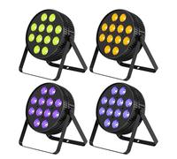 BETOPPER PAR LED 12X18W, Farettore 6-in-1 RGB+Lime+Ambra+UV per Luci DJ con Effetti Wash/Strobe e Uplighting, Controllo DMX512/Attivazione Sonora per Feste, Concerti, Bar, 4PZ
