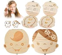 BETOY Denti box per bambini, 2 PCS baby Teeth Storage box Save organizer scatole di legno personalizzata Decidue souvenir box, personalizzato Baby Teeth Collection box