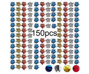 BETOY Fiocchetti per Pacchetti Regalo Set 150 Pezzi, Autoadesivi, Stelle Decorative per Natale e Compleanni, Decorative Pacco Regalo Confezione Diametro (Misti 4 Colori)