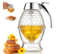 Betrynidil Distributeur de Miel, Anti-goutte Acrylic Pot de Miel, Honey Dispenser avec Support Poignée Convient pour Sirop Sucre Regalo - 200 ML