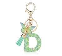 Betrynidil Portachiave Ragazza Lettera, Portachiavi Donna Iniziale, Portachiavi Lettera D Farfalla per Regalo Donna,Compleanno, Decorazione Della Zaino Borsa Scuola