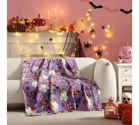 Betsey Johnson - Coperta, morbida coperta burrosa per divano o letto, audacemente peluche e biancheria da letto oversize, decorazione di Halloween (viola howdy Ghouls, 127 x 178 cm)