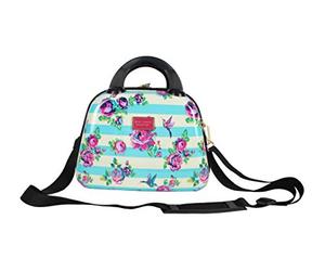 Betsey Johnson Hardside Cosmetic Case - Lightweight Small Size Hardshell Travel Hand Makeup Bag - Adjustable Shoulder Strap - Bag for Women and Girls - Multi-Functional Case (Lips XOXO)