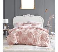 Betsey Johnson - Set copripiumino per letto king size, in cotone reversibile, con federe e cuscino in coordinato per tutte le stagioni, ideale per tutte le stagioni (rosa e rosa con rose, king)