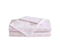 Betsey Johnson - Set di lenzuola, biancheria da letto 100% liscia e setosa con federe abbinate, resistente alle macchie e alle pieghe, ispirato ai capi essenziali per la casa (Retro Daisy Pink, Full)