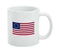 Betsy Ross 1776 - Tazza da caffè in ceramica con bandiera americana, idea regalo per caffè, tè e bevande calde, 325 ml, colore: bianco
