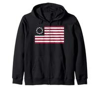 Betsy Ross Flag Camicia - Distressed Betsy Ross Bandiera Americana Felpa con Cappuccio