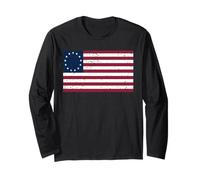 Betsy Ross Flag Camicia - Distressed Betsy Ross Flag Maglia a Manica