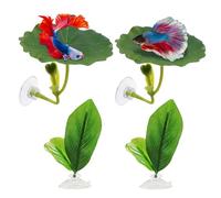 Betta Fish Foglie Bed - 4x amaca per pesci regolabile morbida | Decorazione per piante di riposo 'acquario naturale | Simulare l'ornamento 'habitat per Betta migliora lo stress per la salute