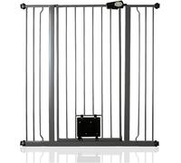 Bettacare Cancelletto per Animali con Gattaiola Bloccabile, 100.8cm - 108.4cm, Grigio Ardesia, Altezza di 104cm, Barriera di Sicurezza Extra Alta per Cani con Gattaiola