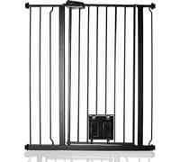 Bettacare Cancelletto per Animali con Gattaiola Bloccabile, 87.9cm - 95.5cm, Nero, Altezza di 104cm, Barriera di Sicurezza Extra Alta per Cani con Gattaiola